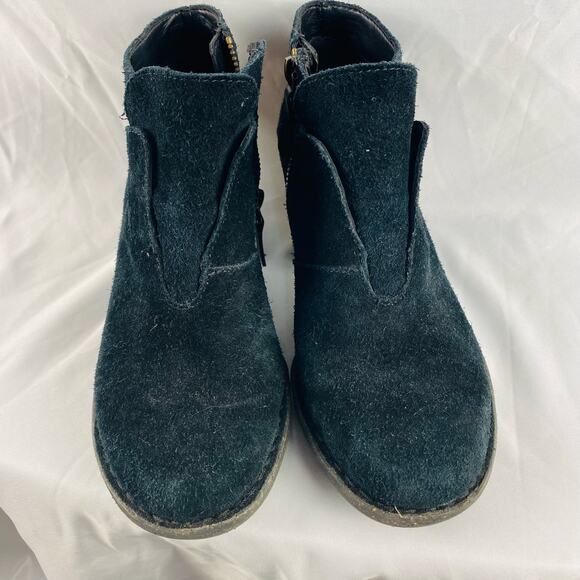 Unstructured by Clarks Black Suede Block Heel Ankle Booties Size 5.5 - Picture 2 of 8